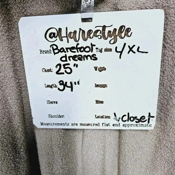 Barefoot dreams tan super soft open front waterfall sweater l/xl - Picture 9 of 10